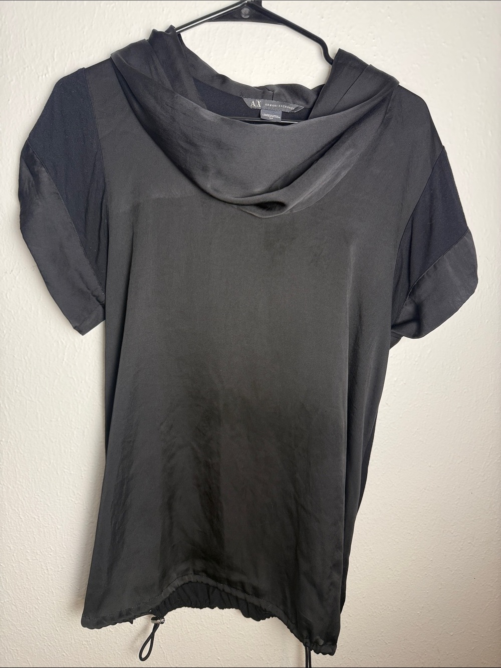 A/X Armani Exchange Black Short Sleeve Cowl Neck Top